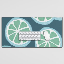 Grapefruit Illustration - Teal and Blue Desk Mat