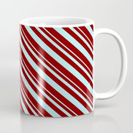 [ Thumbnail: Turquoise & Maroon Colored Striped Pattern Coffee Mug ]