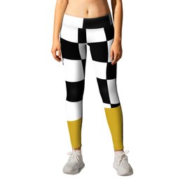 Checkered Stripe Block (mustard yellow/black/white) Leggings