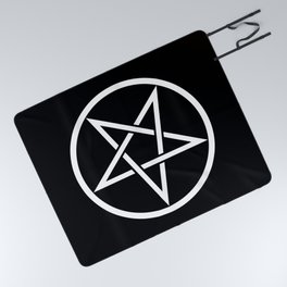 Satanic Pentagram (black 'n' white edit) Picnic Blanket