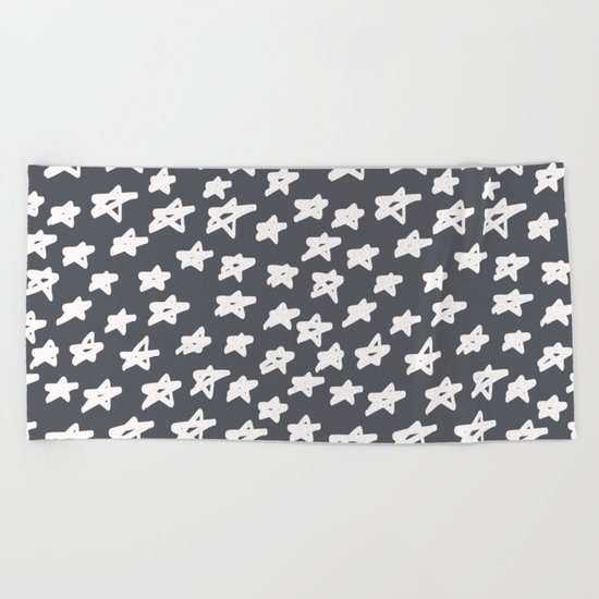 Stars on grey background Beach Towel