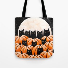 Black Cats in the Pumpkin Patch Tote Bag