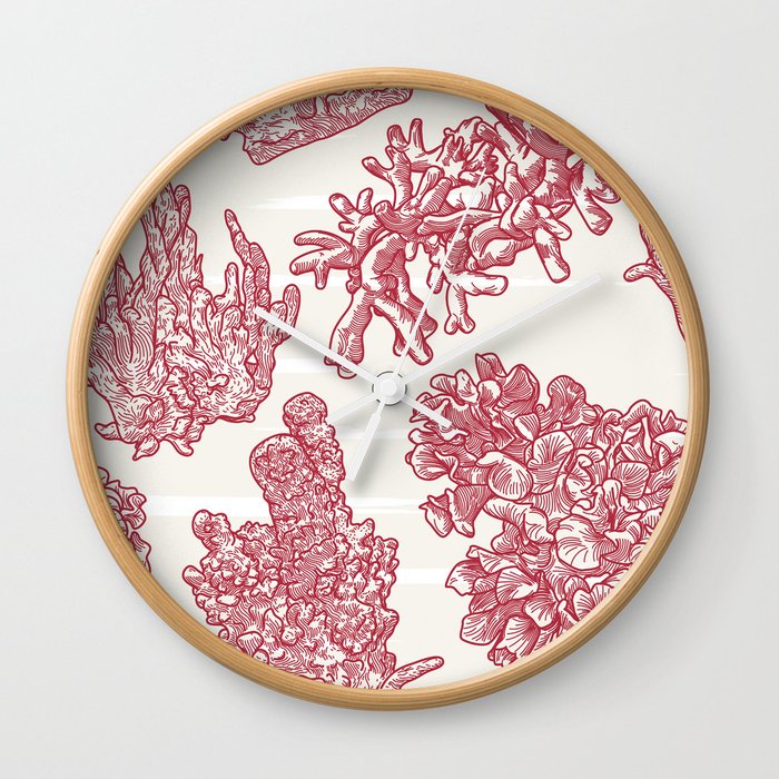 Nautical Coral Pattern in toile style Wall Clock