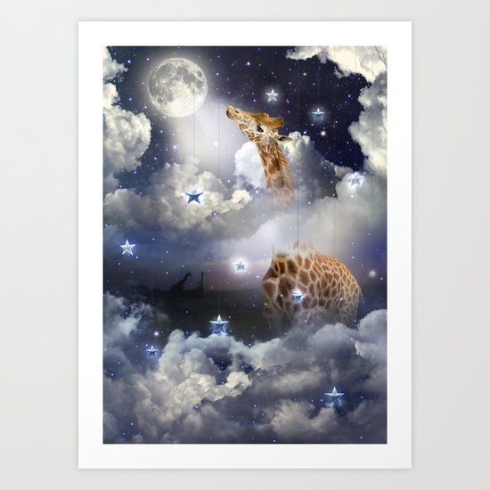 Shoot For The Moon (Giraffe In The Clouds) Art Print