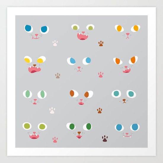 Cat Faces Art Print