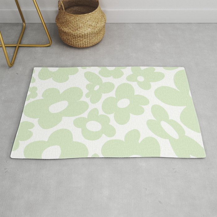 retro flowers / green Rug