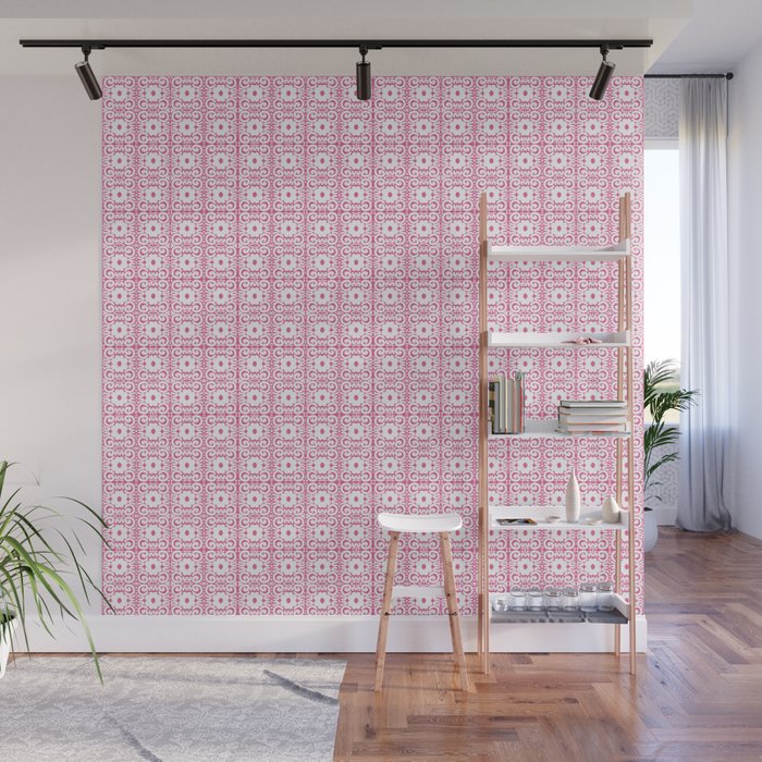 Spring Retro Daisy Lace Pink Mini Wall Mural