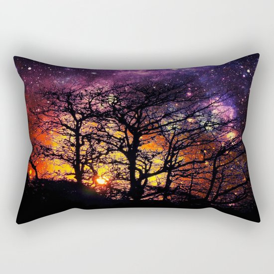 Black Trees Orange Purple Halloween Space Rectangular Pillow