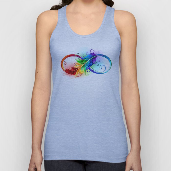 Infinity Symbol with Rainbow Feather Tank Top