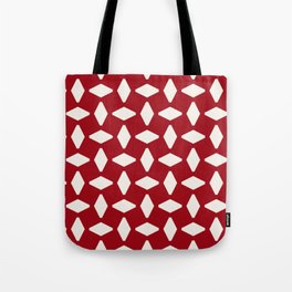 Antique White Geometric Retro Shapes on Christmas Red Tote Bag
