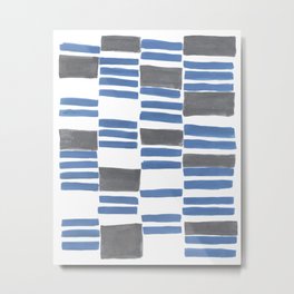 Euclid Watercolor in Blue Metal Print | Grey, Minimal, Illustration, Curated, Painting, Ink, Geometry, Blue, Stripes, Composition 