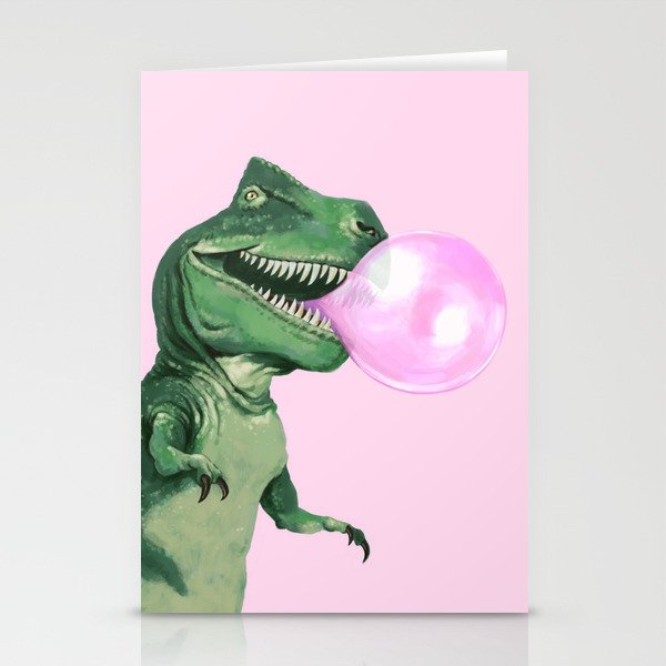 Bubble gum T-Rex in Pink Stationery Cards
