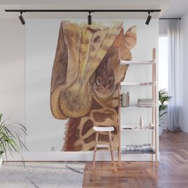 Baby giraffe and his mother Wall Mural