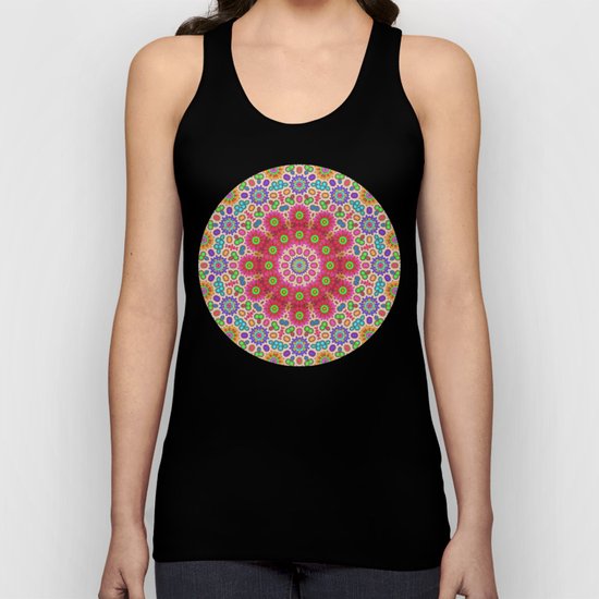 Brightly coloured kaleidoscope of abstract spring flowers Unisex Tank Top