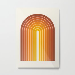 Gradient Arch IX Retro Orange Mid Century Modern Rainbow Metal Print