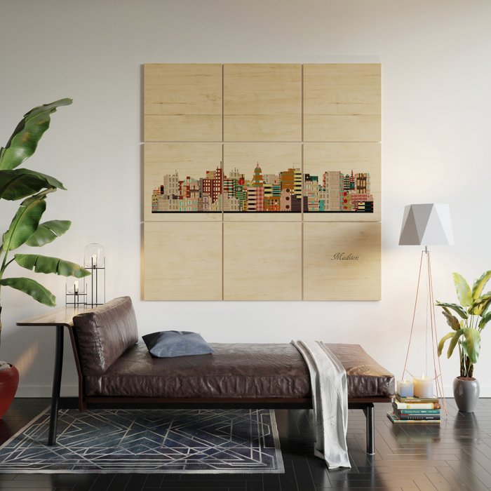 madison wisconsin skyline Wood Wall Art by bribuckley ...