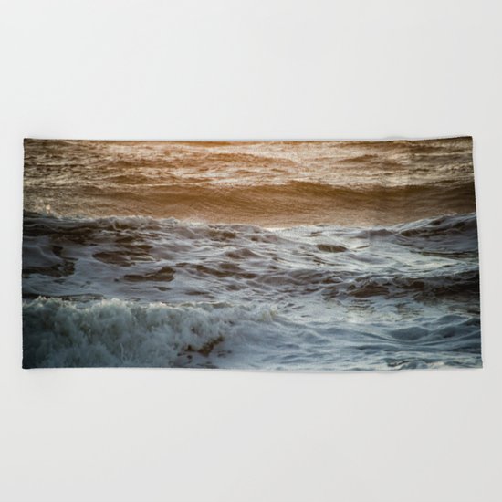 Coral Ocean Sunset Beach Towel