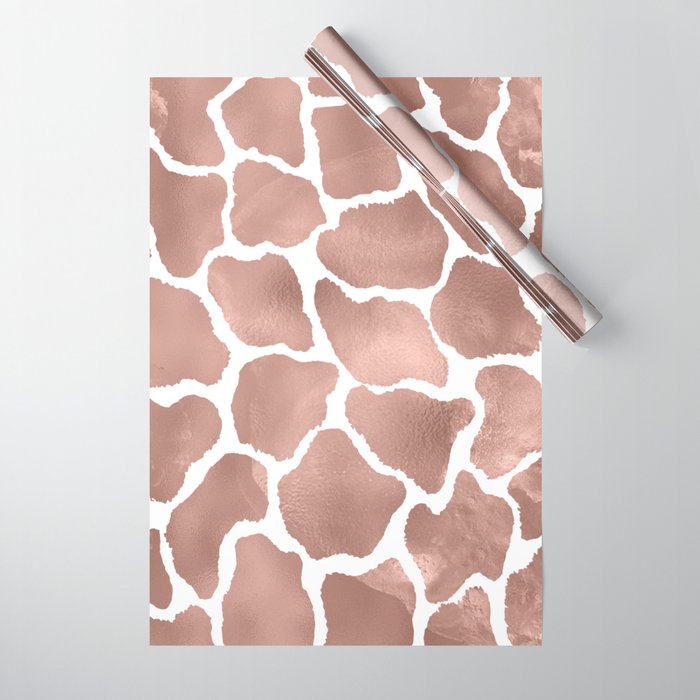 Elegant Hipster  Rose Gold White Giraffe Animal Print Wrapping Paper