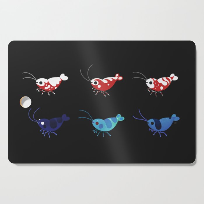 Red and blue shrimp Cutting Board