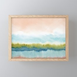Abstract Watercolor Painting Beige Green Blue  Framed Mini Art Print