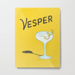 Vesper Martini with a Twist Metal Print | Alcohol, Drink, Lemon, Digital, Bar, Mid Century, Illustration, Drawing, Cheers, Entertaining 