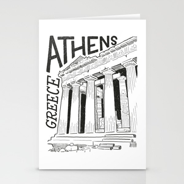Acropolis in Athens, Greece Architype | Architectural Illustration & Lettering Stationery Cards