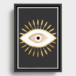 gold foil evil eye in blush Framed Canvas