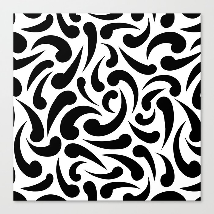 Black Abstract Swirls Canvas Print