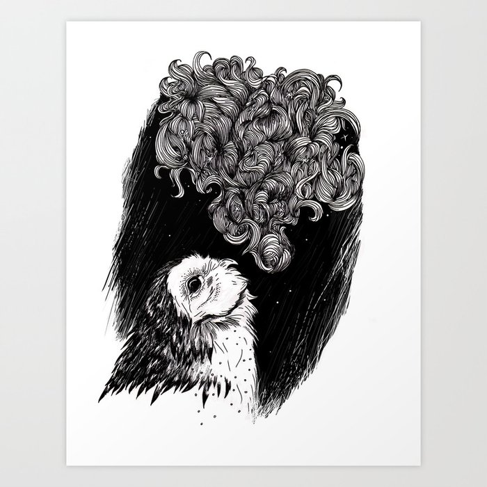 Owl Smoke Art Print