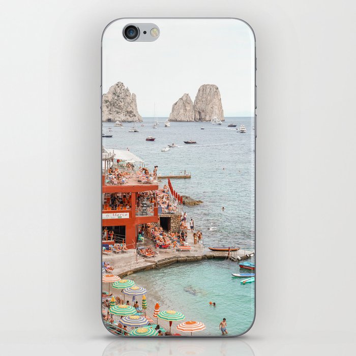 Capri Island Summer Photo | Bagni di Maria Beach Club Art Print | Italy Landscape Travel Photography iPhone Skin