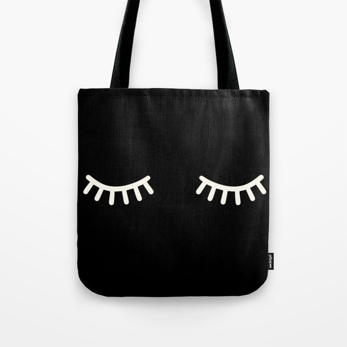 Eyelashes | Black & White Sleeping Eyes Tote Bag