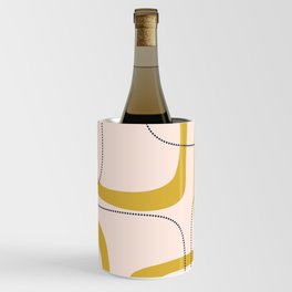 Retro Loops and Dots Midcentury Modern Pattern in Pale Blush Pink, Light Mustard, and Navy Blue Wine Chiller