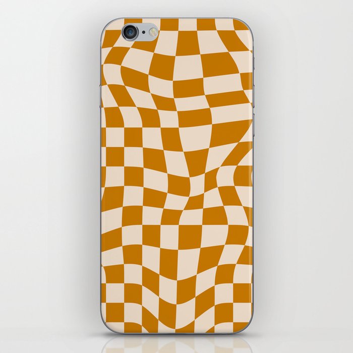 70s Trippy Grid Retro Pattern in Yellow & Beige iPhone Skin