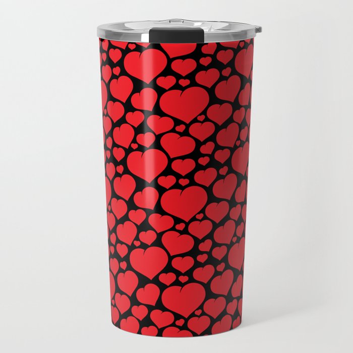 Red Heart On Black Collection Travel Mug