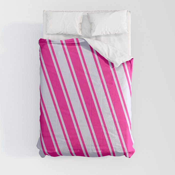 Lavender & Deep Pink Colored Stripes Pattern Comforter