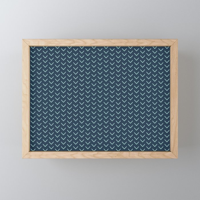 Arrows - Navy + Eggshell Blue Framed Mini Art Print