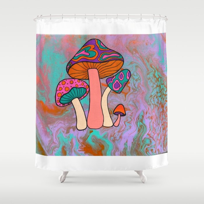 Neon Shroomies Shower Curtain