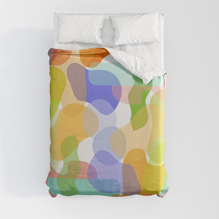 Spring summer vibrant colours abstract shapes Duvet Cover