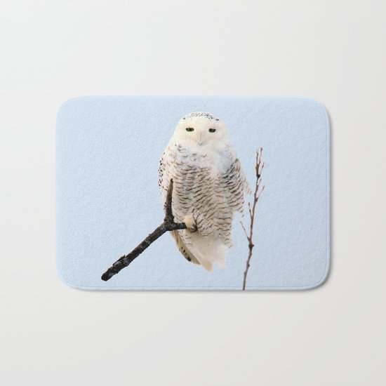 Snowy in the Wind (Snowy Owl) Bath Mat