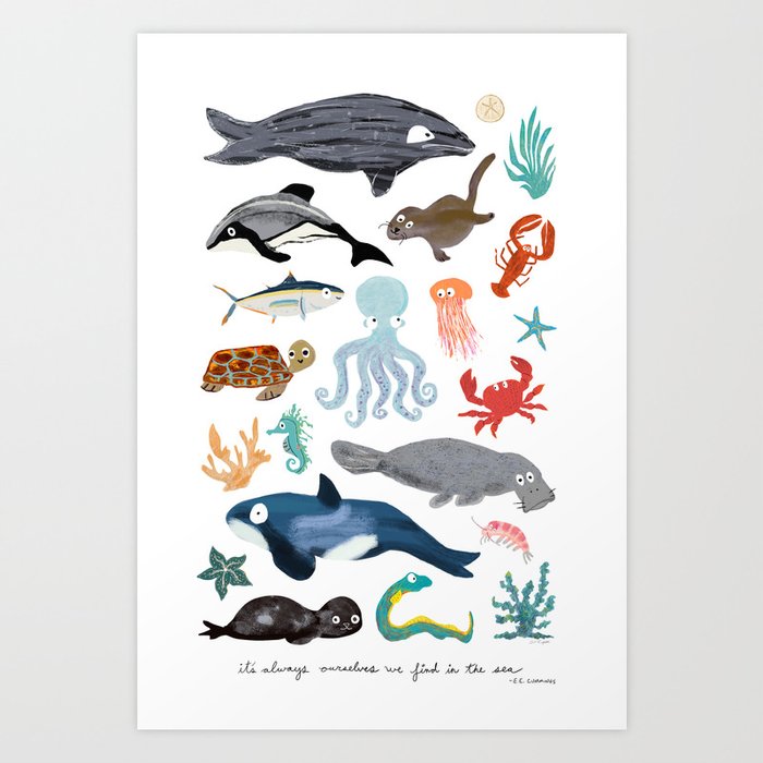 Sea Change: Ocean Animals Art Print by Rocket Boogie Co. | Society6