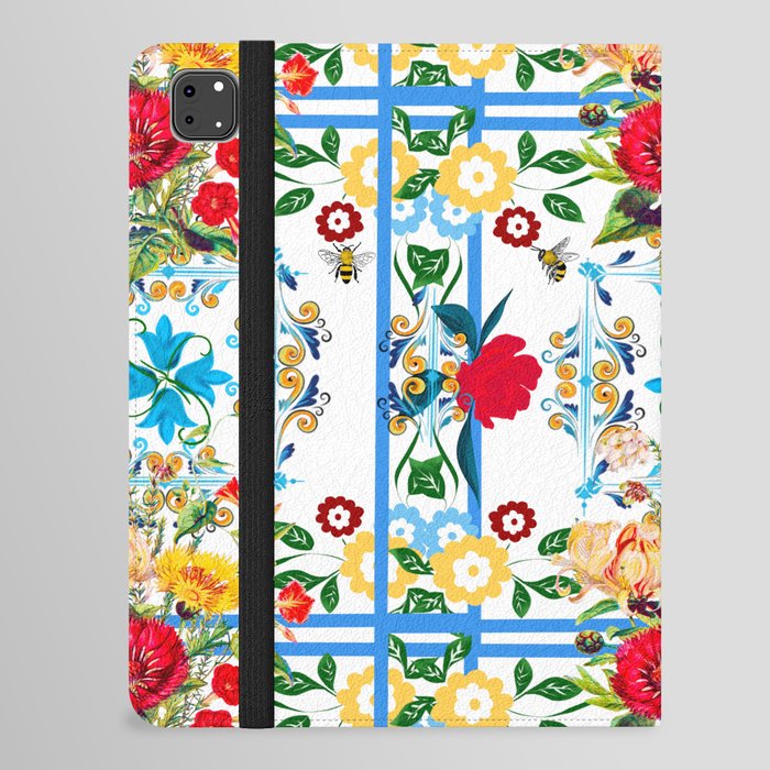 Italian,Sicilian art,majolica,tiles,Flowers iPad Folio Case