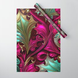 Metallic leaves pattern Wrapping Paper