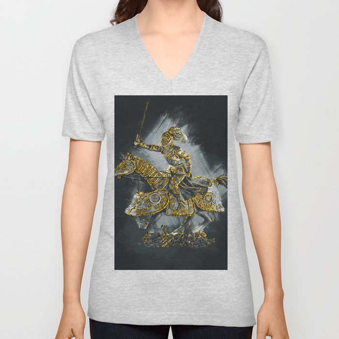 Medieval Knight V Neck T Shirt