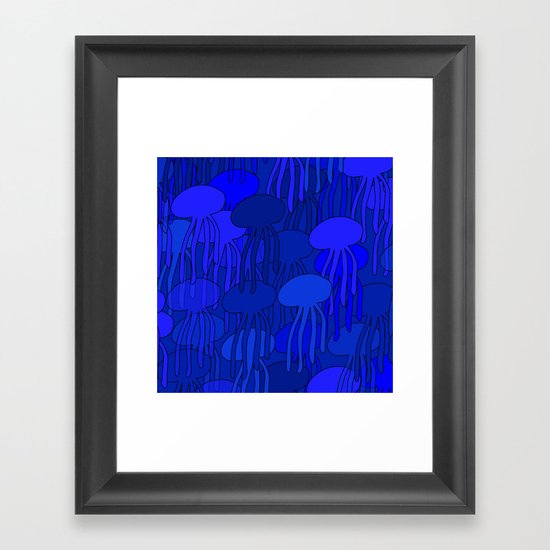 Jellyfish Blue Framed Art Print