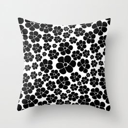 Flower Pattern - Black and White Throw Pillow