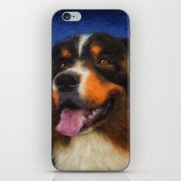 Courageous Bernese Mountain dog wool portrait print iPhone Skin