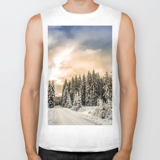 Winter Road #photography #society6 Biker Tank