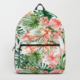 Tropical Jungle Hibiscus Flowers - Floral Backpack