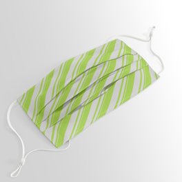 [ Thumbnail: Green & Light Grey Colored Lined Pattern Face Mask ]
