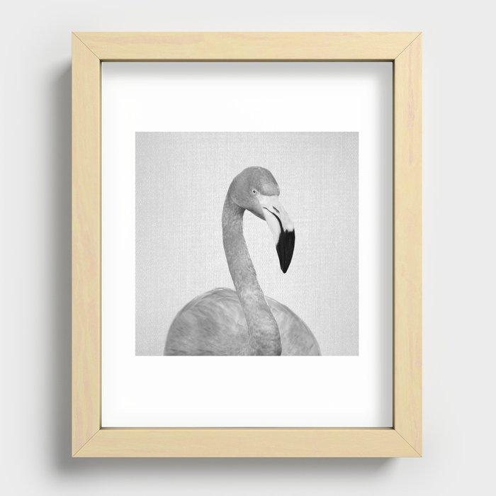 Flamingo 2 - Black & White Recessed Framed Print